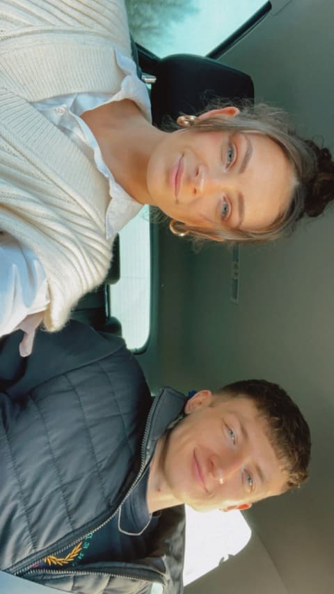A playful selfie of Tallulah and Thomas